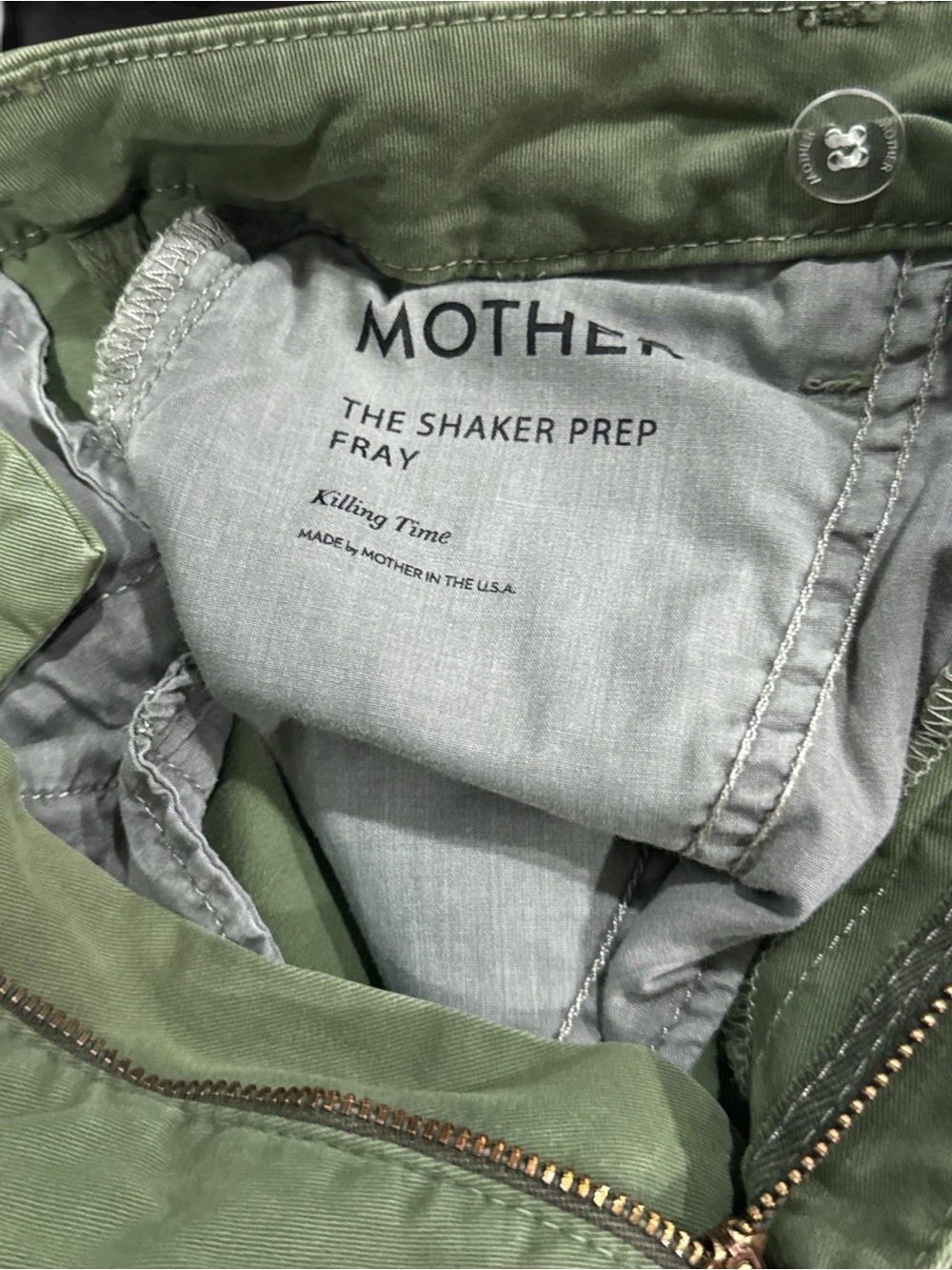 Mother The Shaker Prep Fray Pants in Fatigue Green Women’s Size 26 - Picture 8 of 14